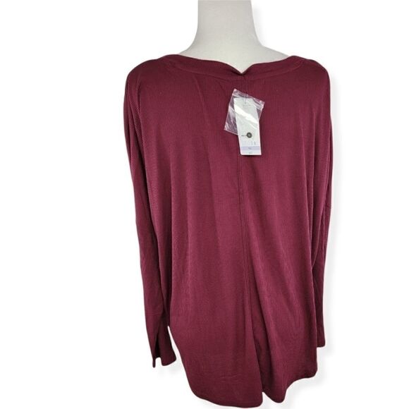 a.n.a Long Sleeve buttoned Rib knit shirt in Burgundy Petite XL NWT - Picture 2 of 3